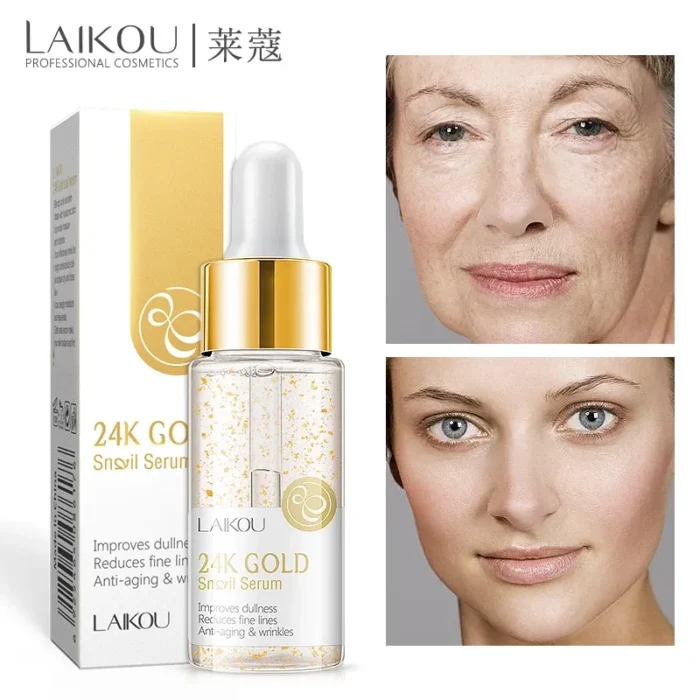 24K Gold Slime Snail Essence Hyaluronic Acid Serum Moisturizing Whitening Lifting Firming Essence Anti-Aging Face Skin Care