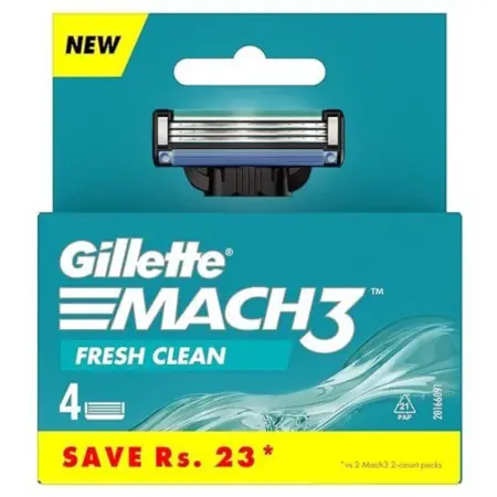Gillette Mach3 Fresh Clean Shaving Bladed Cartridges Pack of 4