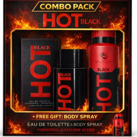 Black Hot Perfume & Body Spray Combo Pack for Men Long Lasting Fragrance