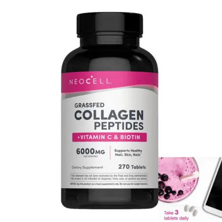NeoCell Grassfed Collagen Peptides + C & Biotin 270 Tablets collagen supplement bottle