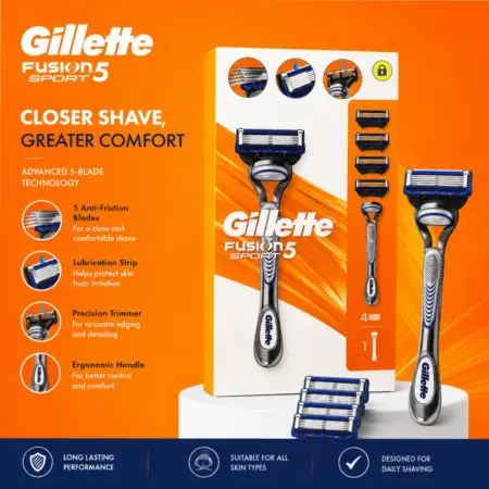 Gillette Fusion5 Sport Razor with 4 Refills Price in Bangladesh | Original Gillette Razor