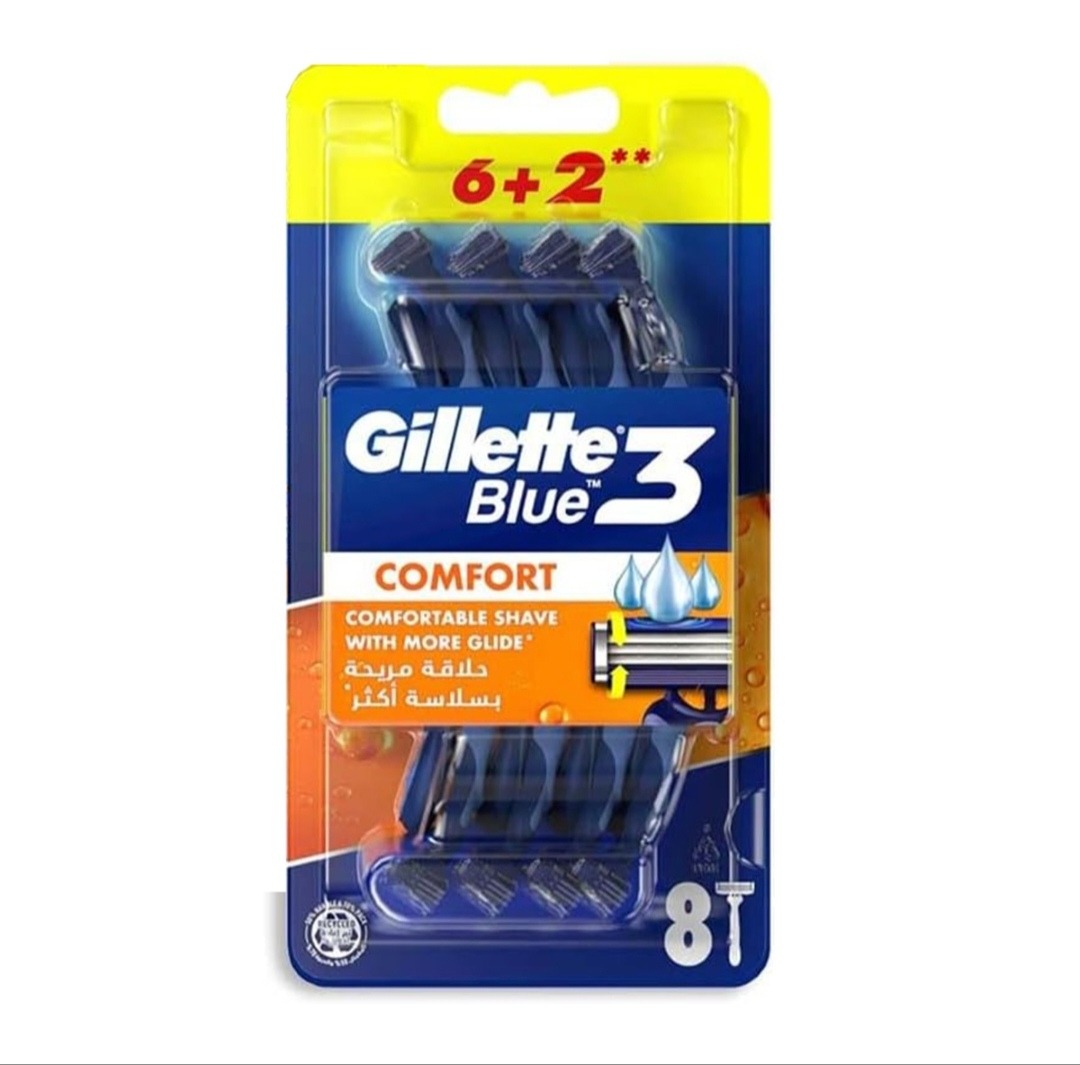 Gillette Blue 3 Comfort Disposable Shaving Razors – 8 Pcs Pack
